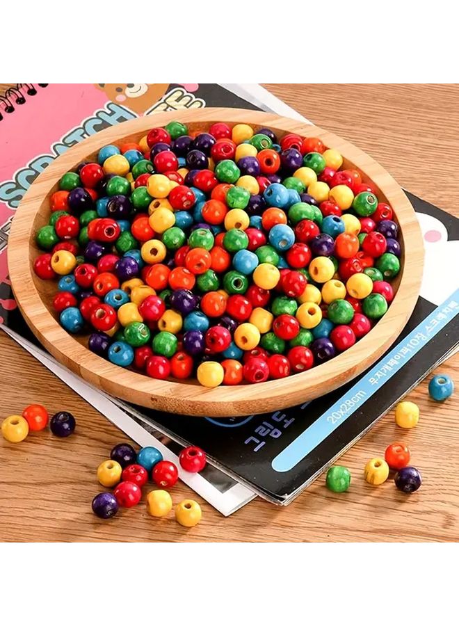 200 قطعة من خرز الخشب بفتحة كبيرة 14 ملم لصنع الحلي والأساور والحرف اليدوية - Image 1